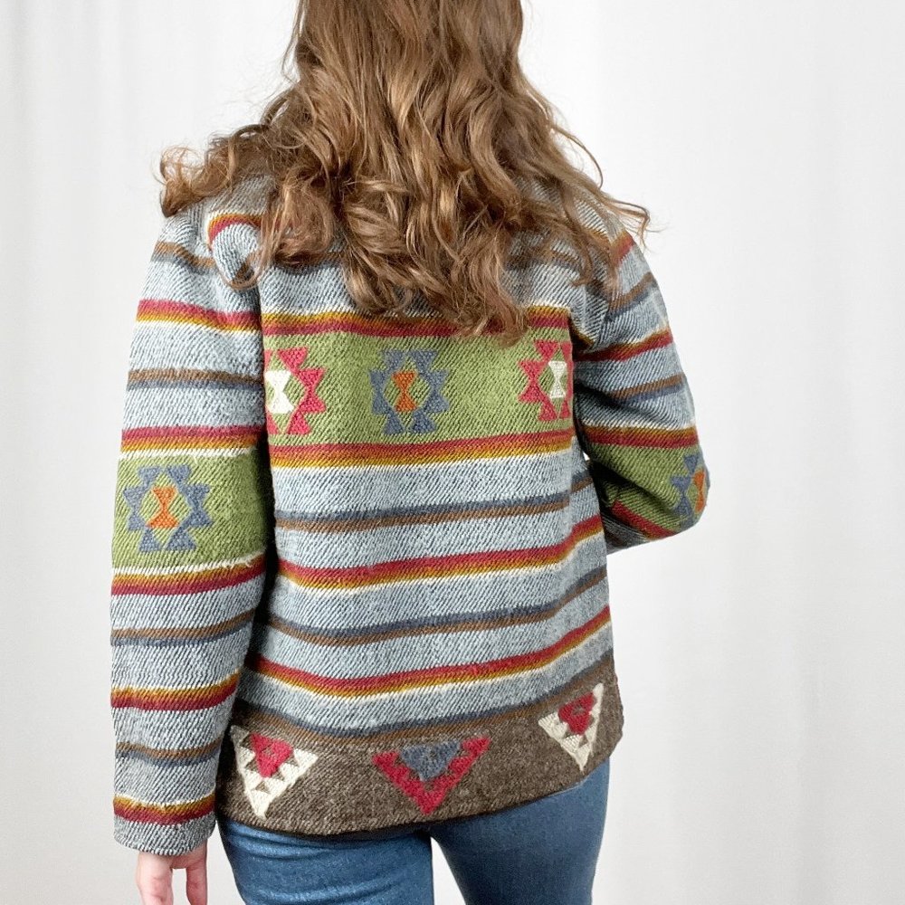 Vintage Western Bohemian Jacket Duffle Wood Toggle Coat Boho Aztec Boho Handmade - Picture 3 of 7